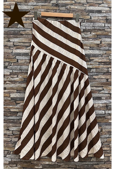 Jupe SHEER rayure en viscose effet lin.