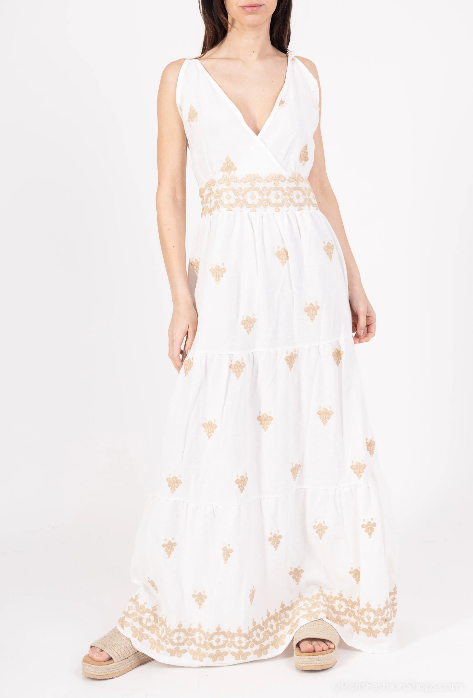 LONGUE ROBE BOHÈME BRODÉE CINTRÉE, TAILLE UNIQUE