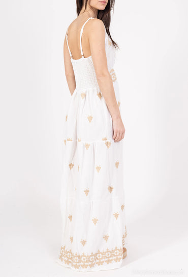 LONGUE ROBE BOHÈME BRODÉE CINTRÉE, TAILLE UNIQUE