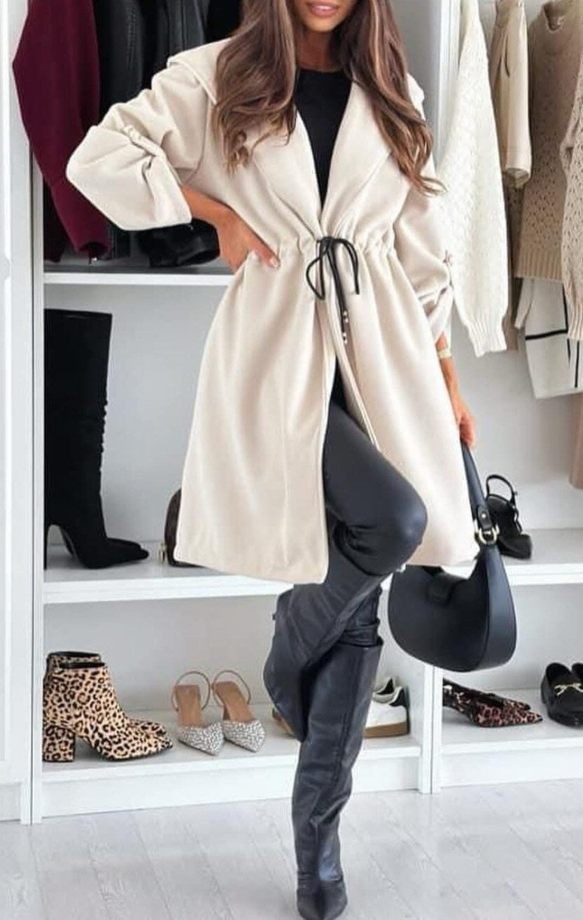 Manteau long avec capuche et poches