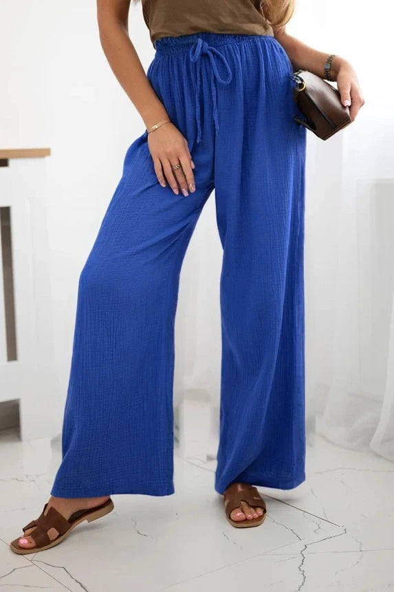 Pantalon Gaze De Coton Avec Cordon