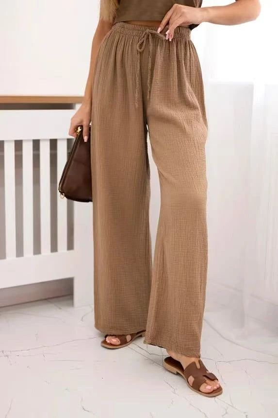 Pantalon Gaze De Coton Avec Cordon