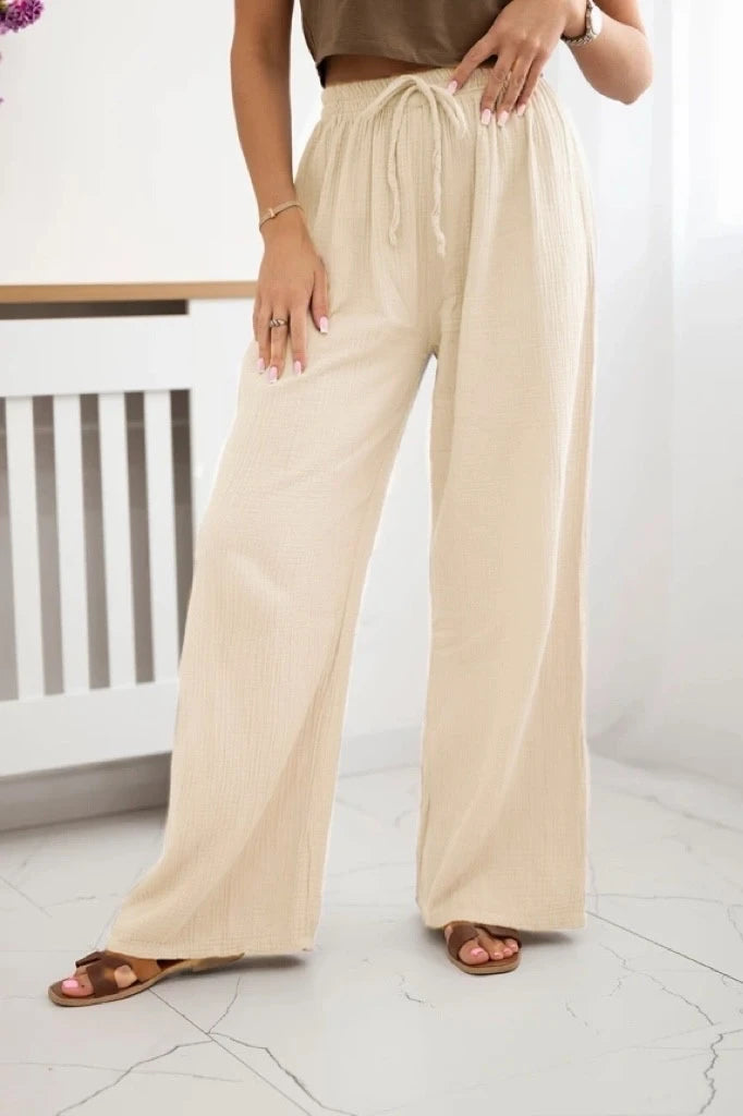 Pantalon Gaze De Coton Avec Cordon