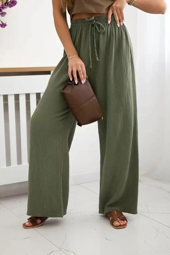 Pantalon Gaze De Coton Avec Cordon