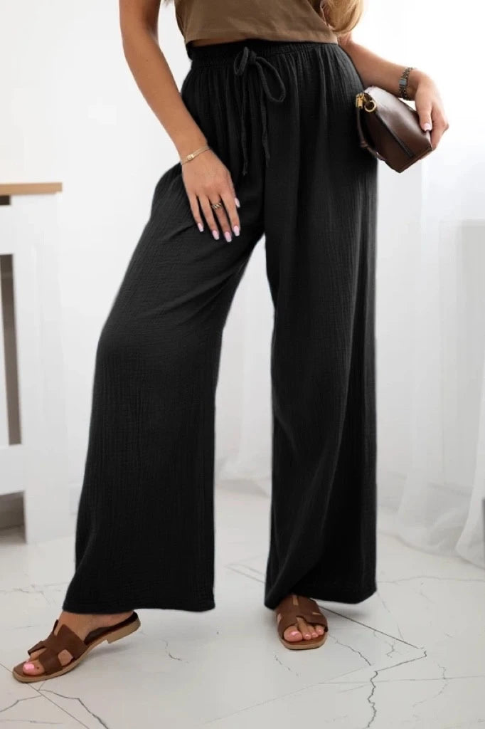 Pantalon Gaze De Coton Avec Cordon