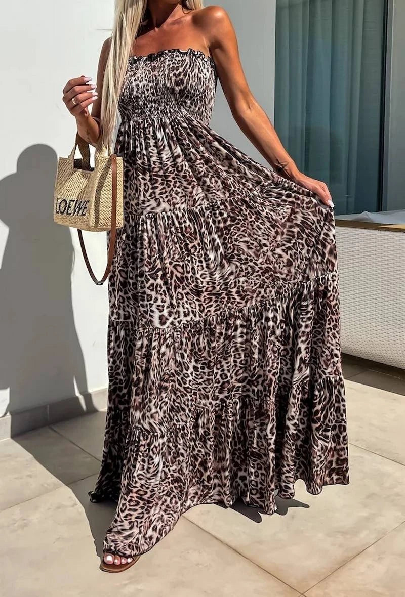 ROBES LONGUES SANS BRETELLES AVEC IMPRIMÉ LÉOPARD