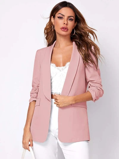 Veste blazer à manches froncées uni