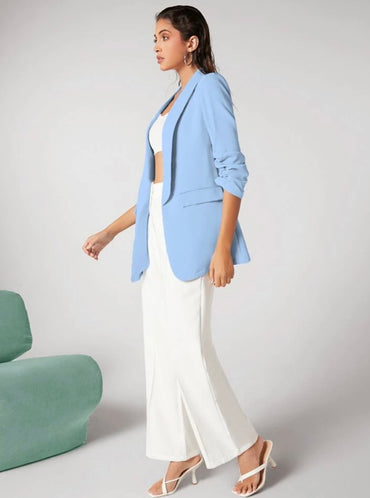 Veste blazer à manches froncées uni