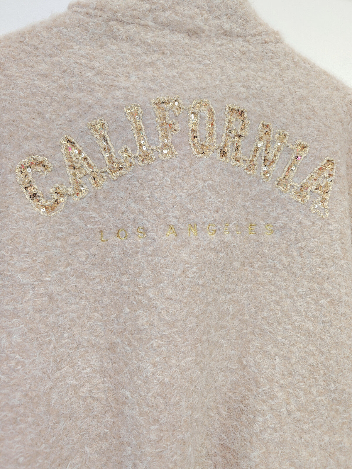 veste manche court à fermeture éclair avec broderie doré pailletté CALIFORNIA