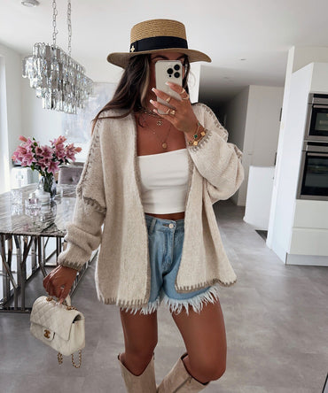Gilet ouvert avec détails bordures