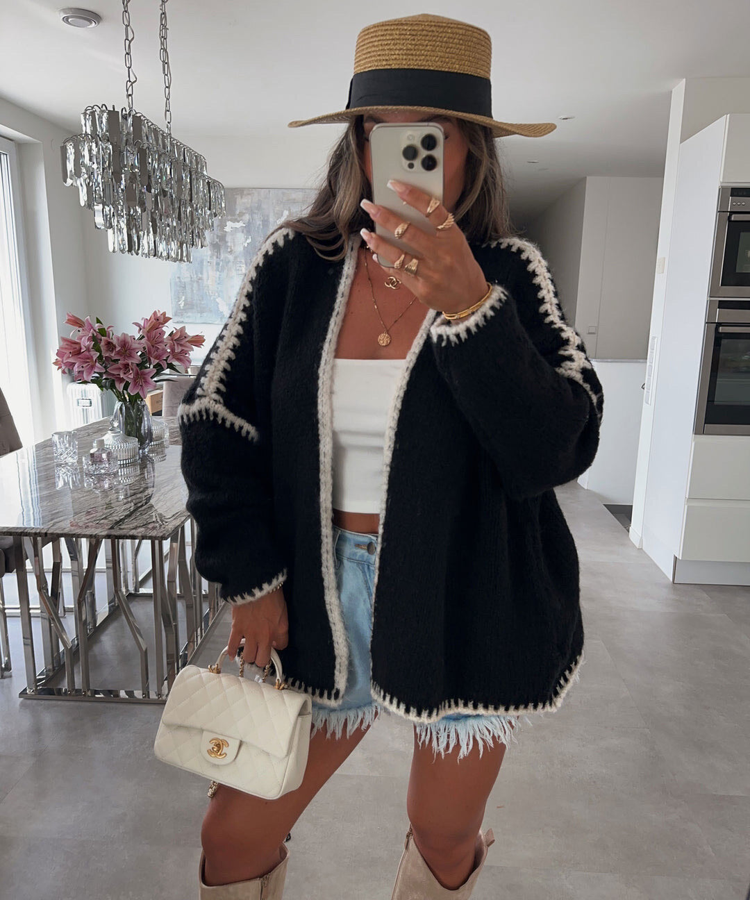 Gilet ouvert avec détails bordures