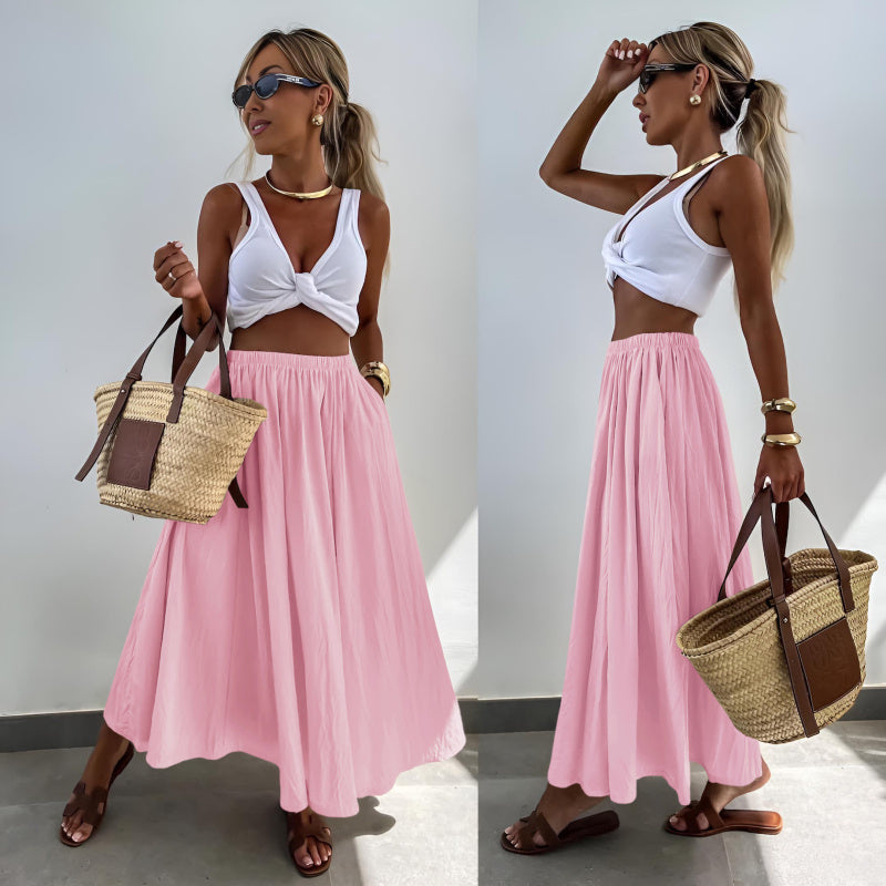 Jupe en viscose effet délavé avec poches