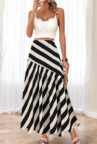 Jupe SHEER rayure en viscose effet lin.