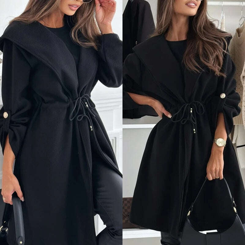 Manteau long avec capuche et poches