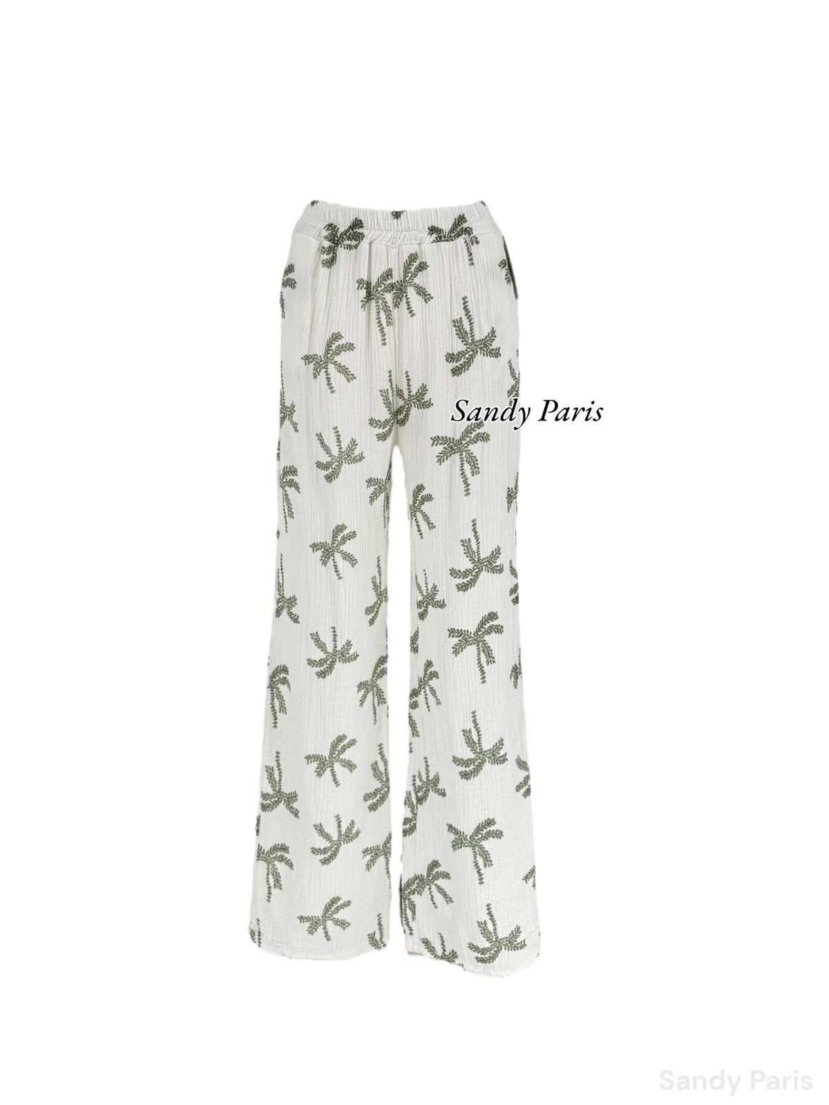 Pantalon Large en Coton Gaze - Imprimé Palmiers
