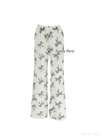 Pantalon Large en Coton Gaze - Imprimé Palmiers