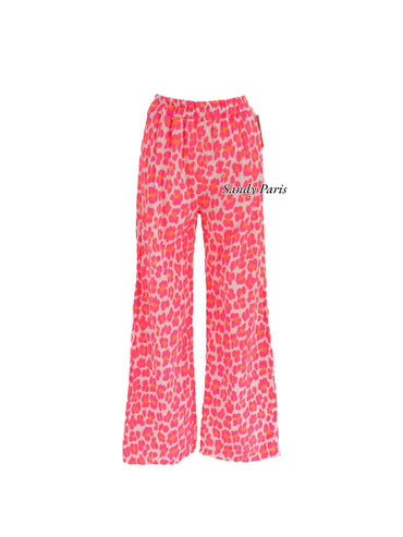 Pantalon Léopard en Coton Gaze – Confort et Style Féminin