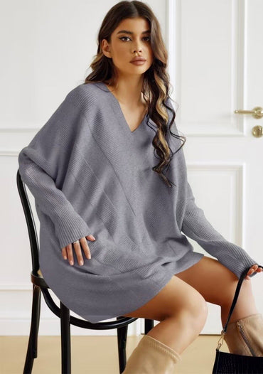 Pull Oversize à motif Manches Longues et Col V