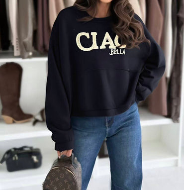 Pull femme avec broderie de paillettes