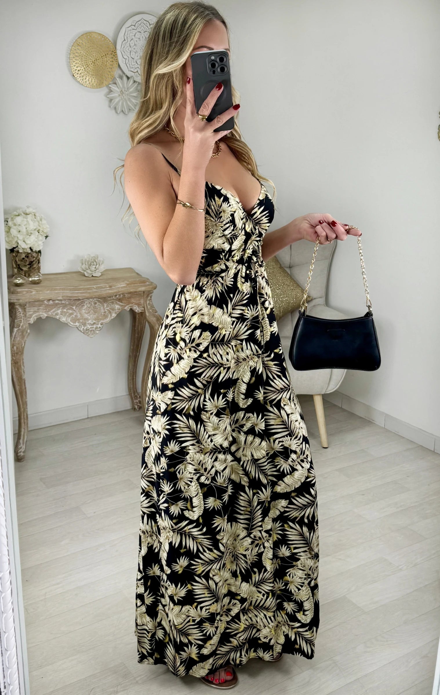 Robe longue avec doré