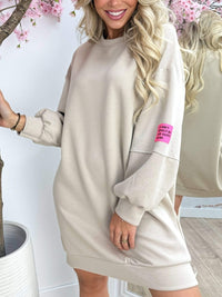 Robe viscose mi-long avec patch manche longue