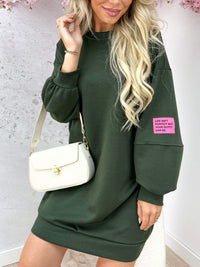 Robe viscose mi-long avec patch manche longue