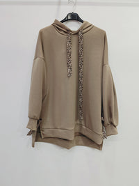 Sweat top oversize avec déco léopard