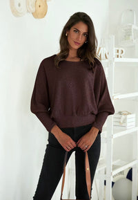 Top brillant manches chauve souris