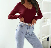 Top pull col vague manches longues