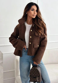 Veste bouclés à boutons dorés coton