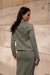 Veste en jean stretch avec ailes d'anges