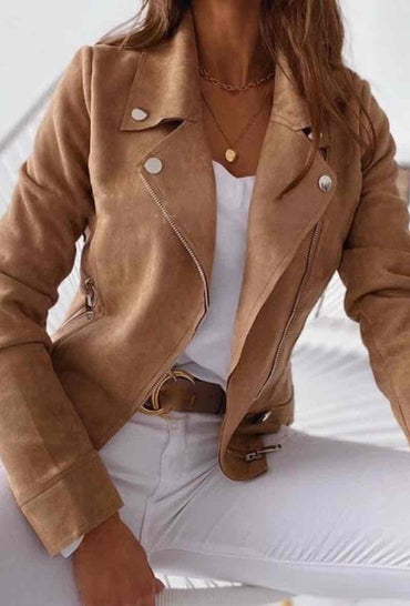 Vestes suédine chocolat/camel